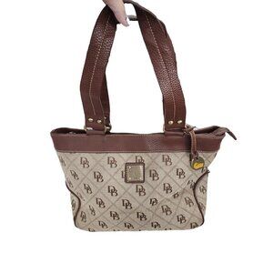 Dooney & Bourke 1975 Vintage Beige Logo Medium Rectangle Bag Handbag 15X9X5